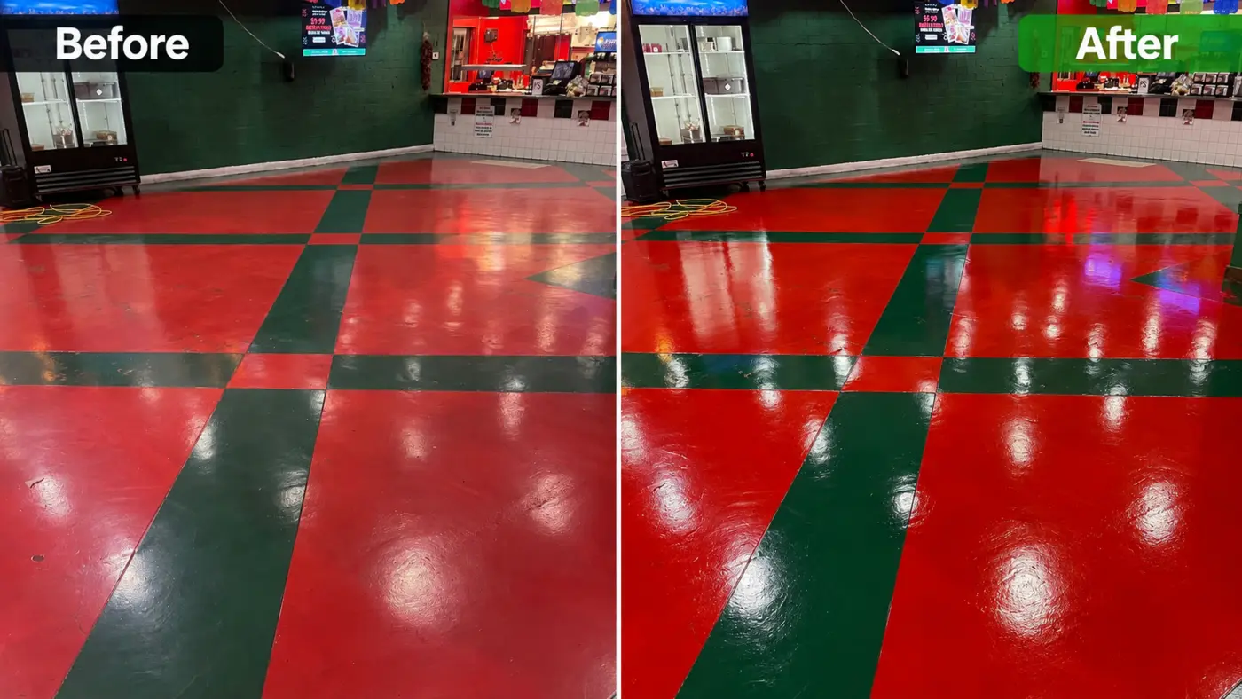 A professionally cleaned and polished floor completed by LTA